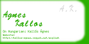 agnes kallos business card